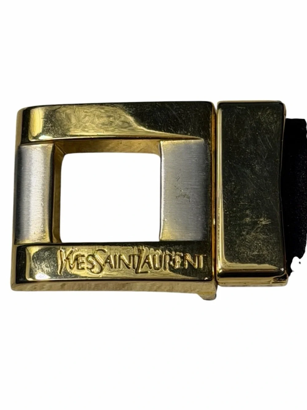 Yves Saint Laurent black vintage gold hardware skinny waist belt black size 40